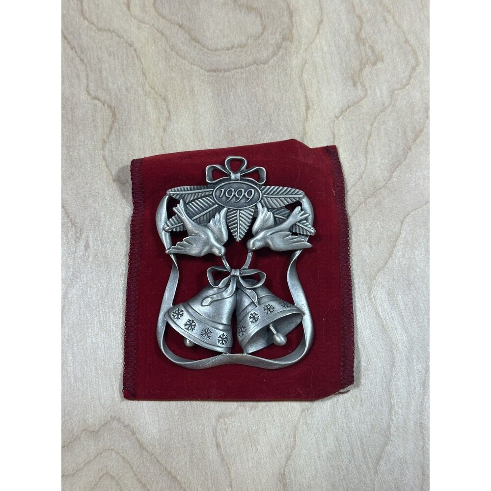 Avon Fine Collectibles Ornament Season of Peace Pewter Doves Bells 1999